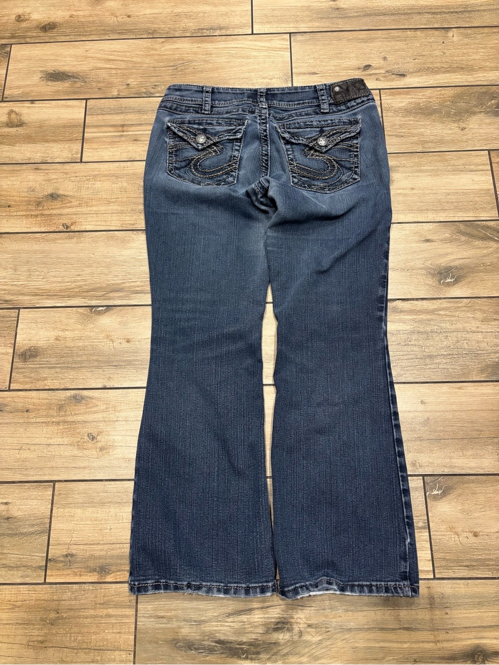 Silver Jeans Co Dark Wash Contrast Stitch Flare Bootcut Denim Jeans Womens 30x30